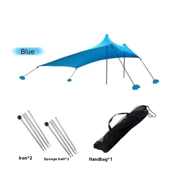 UV and rainproof awning outdoor camping tent in khaki, 300x290CM, made from 150D Oxford cloth with galvanised poles