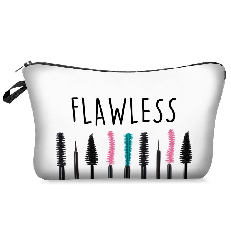 Digital print letter polyester make-up bag in dumpling shape with zipper closure, colour bpd41151