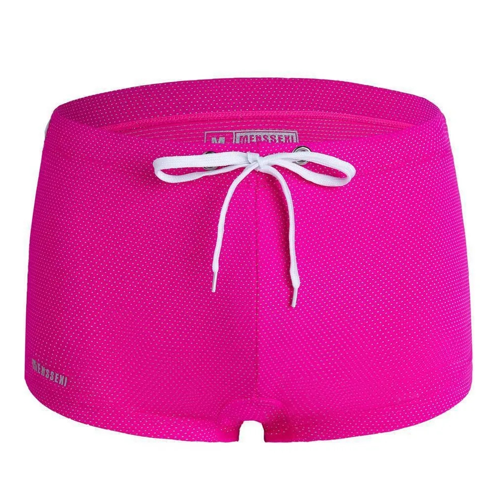 Men's lace nylon low waist swimming trunks in various colours for swimming and hot spring use