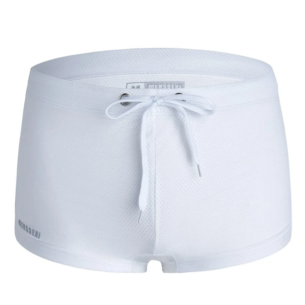 Men's lace nylon low waist swimming trunks in various colours for swimming and hot spring use