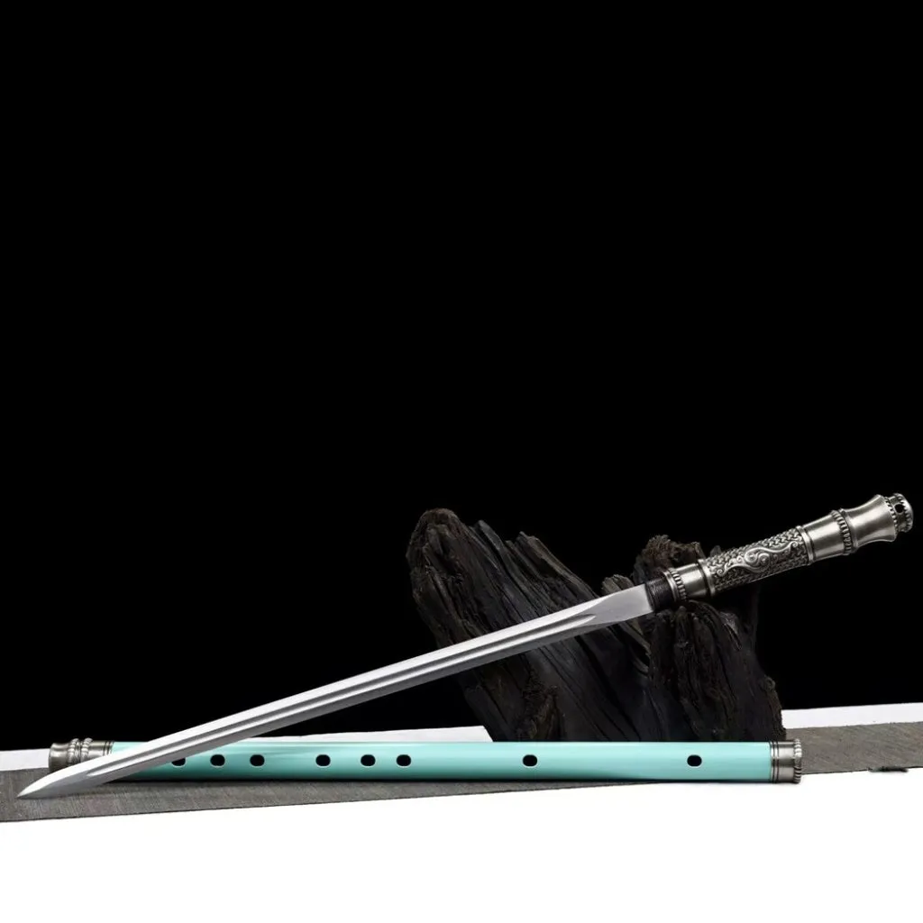 Handmade integrated sword and blade long blade flute sword staff with scabbard and reversible connection