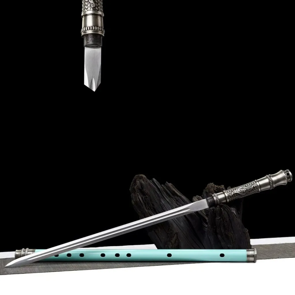 Handmade integrated sword and blade long blade flute sword staff with scabbard and reversible connection