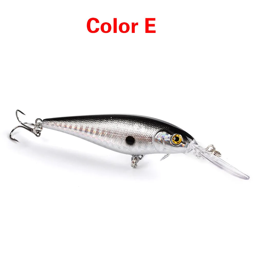 10 colour style hard minnow fishing lures with 3D eyes and laser finish, 11cm, 10g