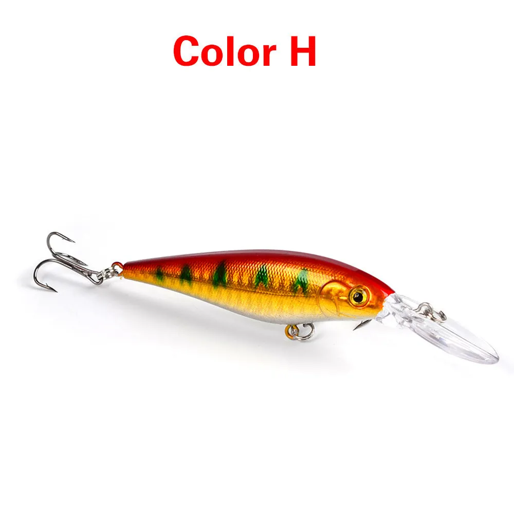 10 colour style hard minnow fishing lures with 3D eyes and laser finish, 11cm, 10g