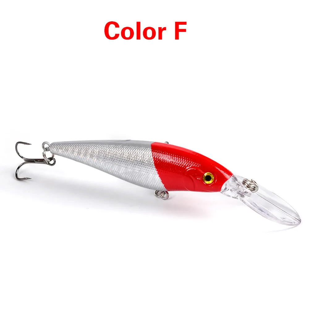 10 colour style hard minnow fishing lures with 3D eyes and laser finish, 11cm, 10g
