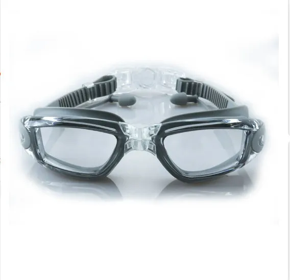 Plain anti-fog swimming goggles in silicone, black colour, average size for men and women