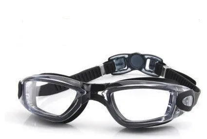 Plain anti-fog swimming goggles in silicone, black colour, average size for men and women