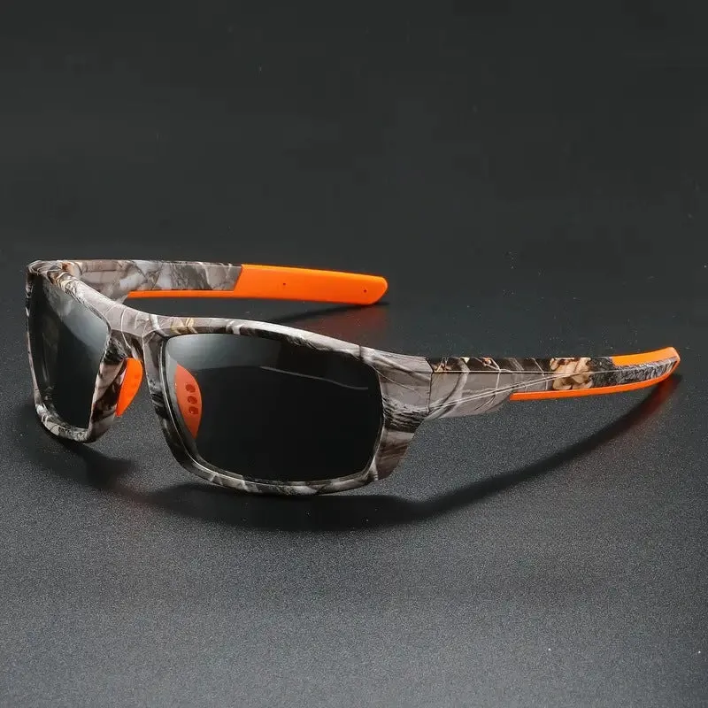 Riding sports sunglasses with TAC polarised lens and PC frame in black grey colour