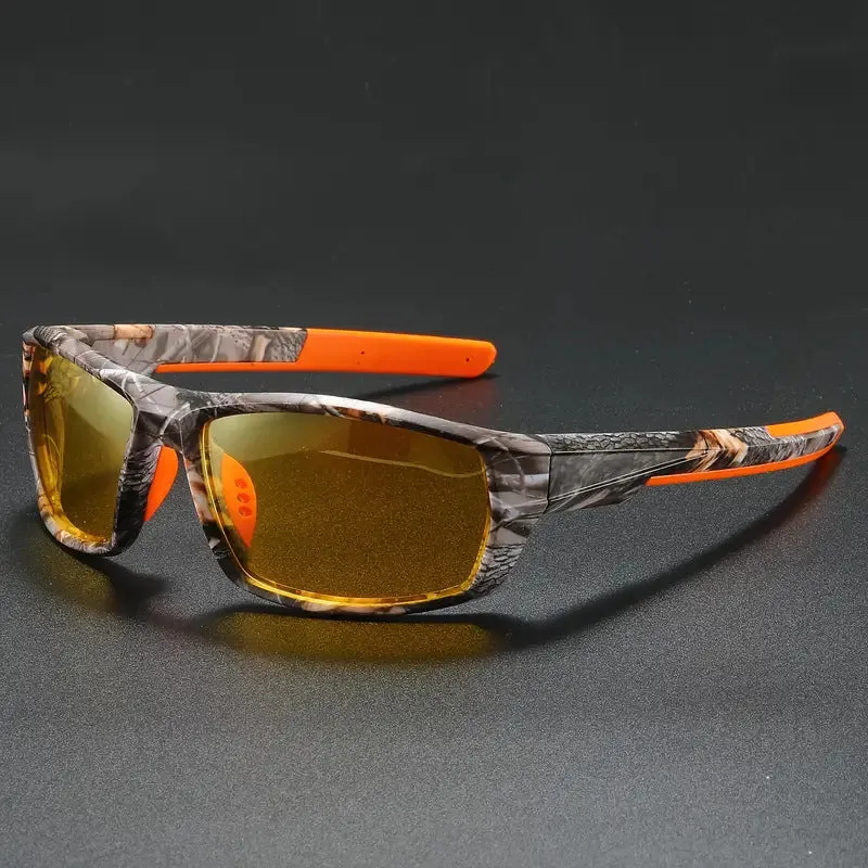 Riding sports sunglasses with TAC polarised lens and PC frame in black grey colour