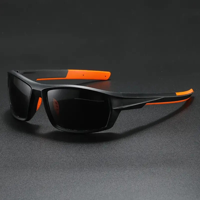 Riding sports sunglasses with TAC polarised lens and PC frame in black grey colour