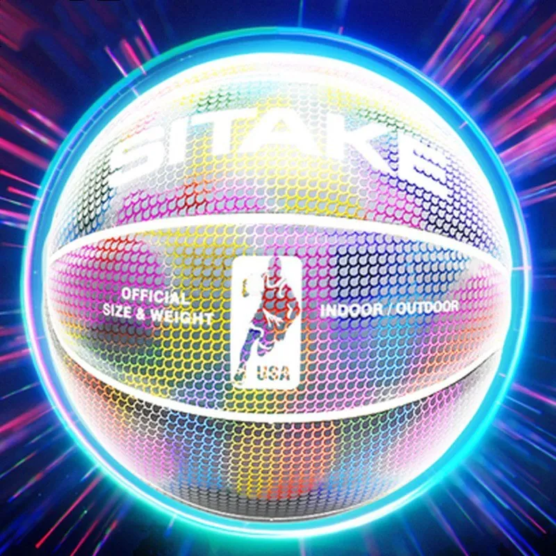 SIT AKE KMBB83 luminous reflective basketball size 7 PU leather white camouflage