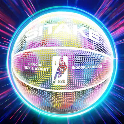 SIT AKE KMBB83 luminous reflective basketball size 7 PU leather white camouflage