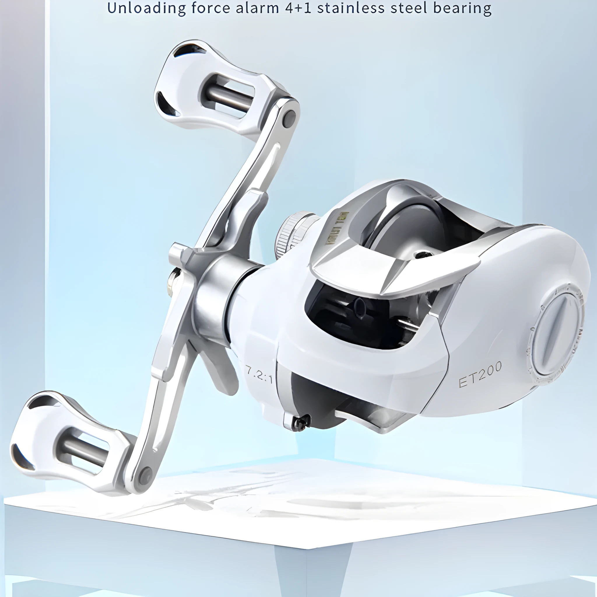 White drop wheel fishing reel with left or right hand retrieve for micro jigging and bait casting
