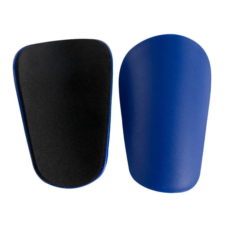 PU mini shin guards for football and outdoor sports in black, white, red, and blue.