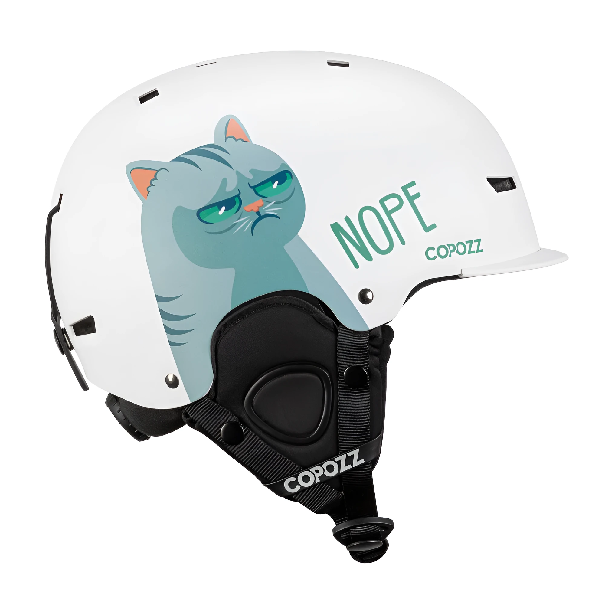 Adult ski helmet in black with PC hard shell and EPS foam for cycling and skiing safety