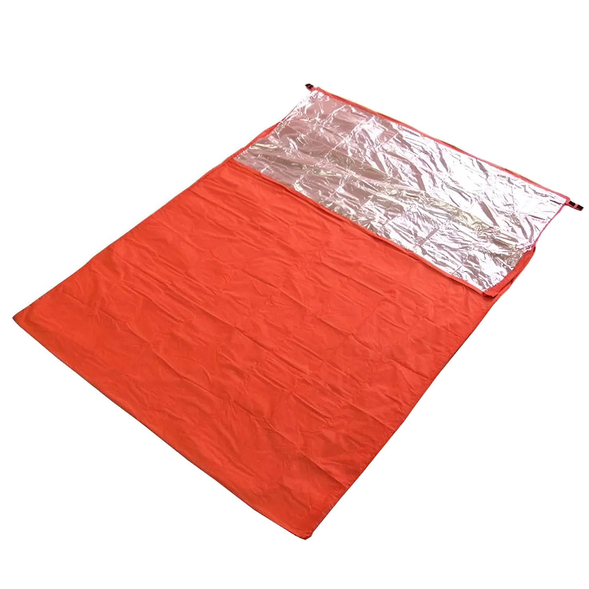 Orange thermal sleeping bag with 15D silver coated nylon plaid fabric for heat reflection insulation