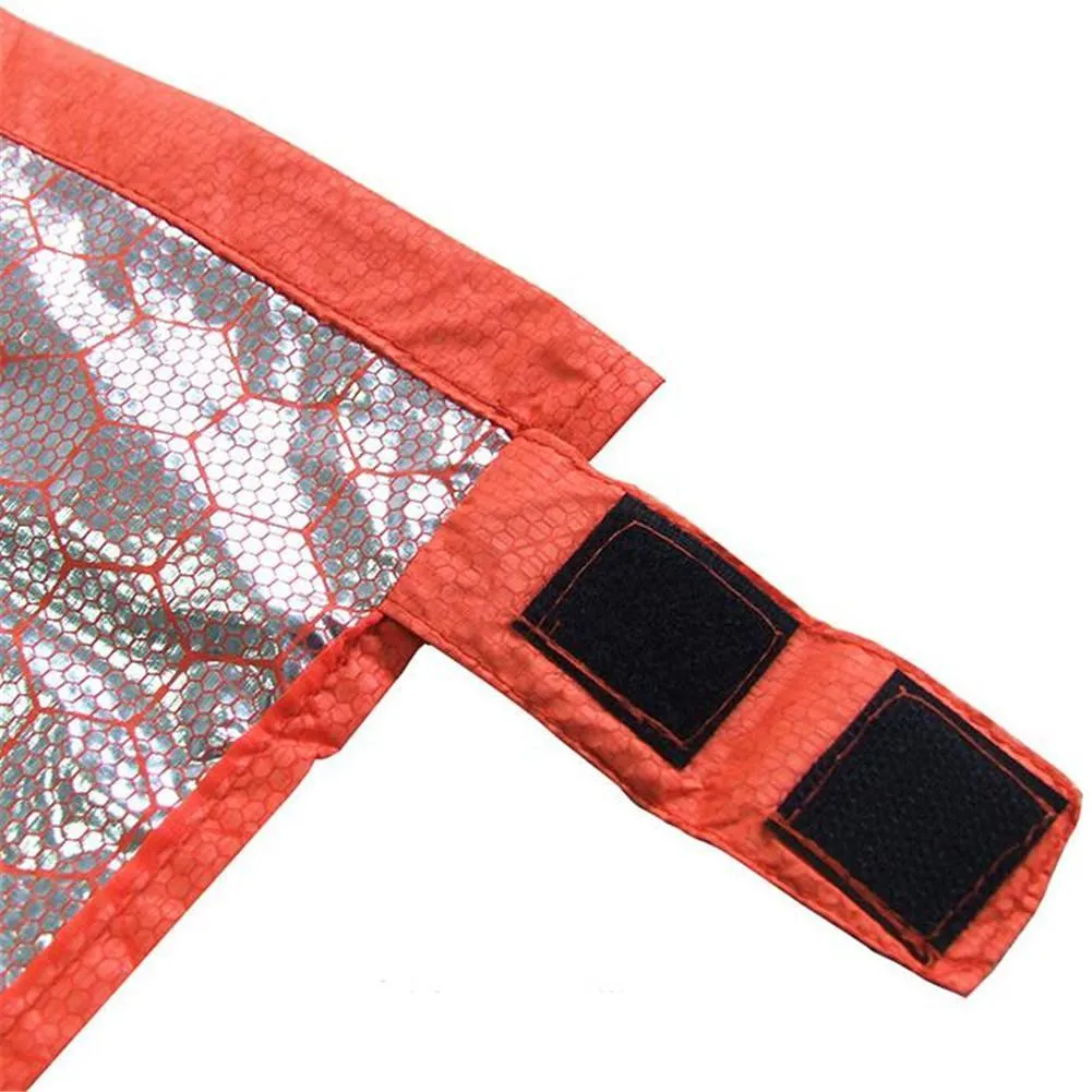 Orange thermal sleeping bag with 15D silver coated nylon plaid fabric for heat reflection insulation