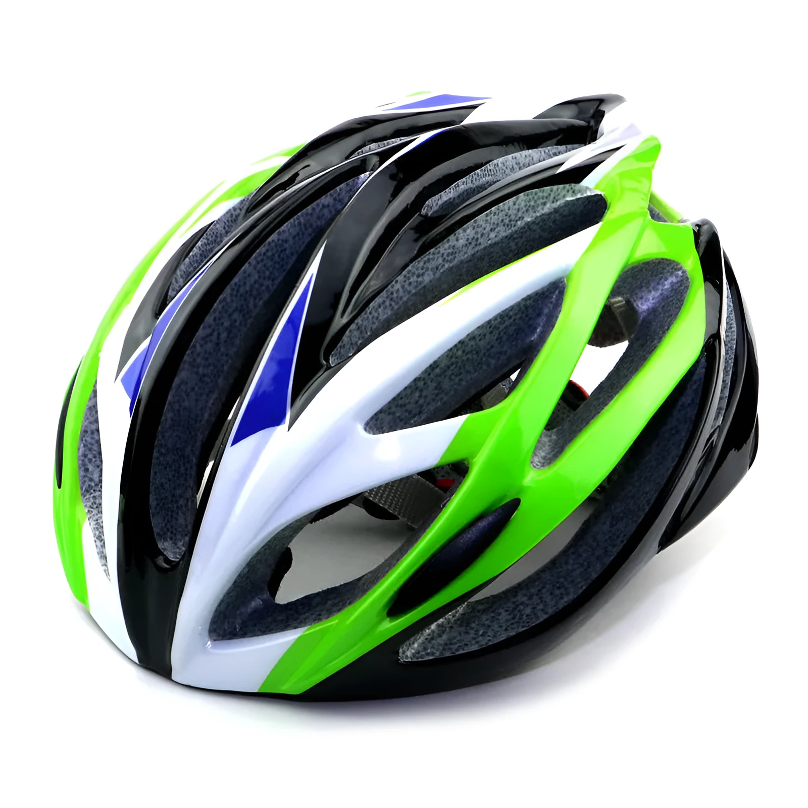 Bicycle integrated helmet in Black White Red with velvet lining and lock design