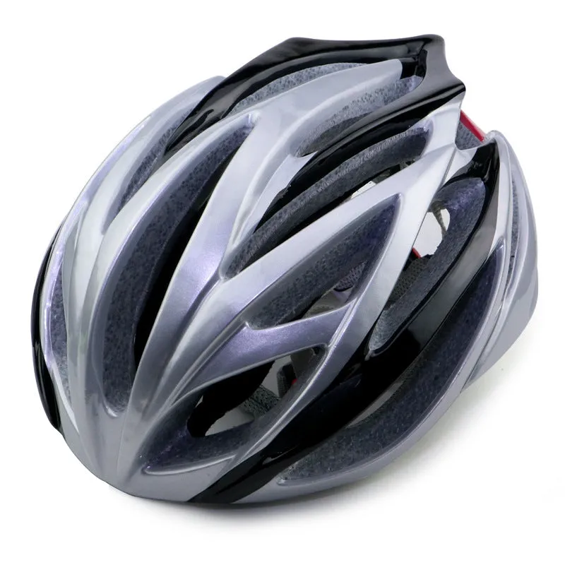 Bicycle integrated helmet in Black White Red with velvet lining and lock design