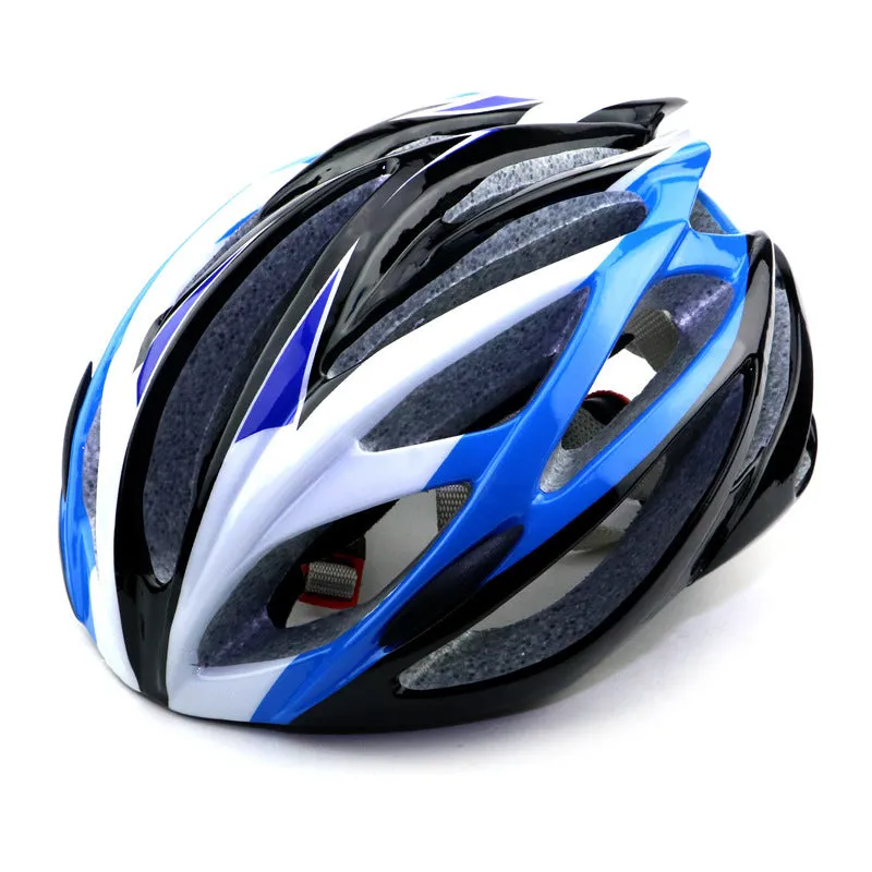 Bicycle integrated helmet in Black White Red with velvet lining and lock design