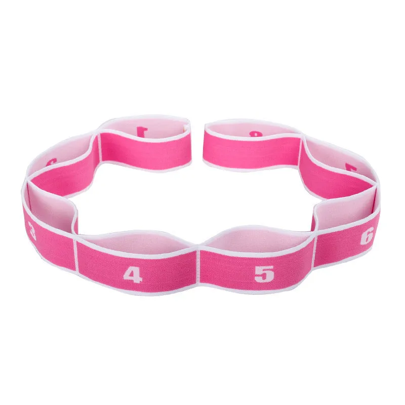 Latin dance stretch band nine-segment yoga elastic band 85cm nylon latex pink and black eight-grid pattern