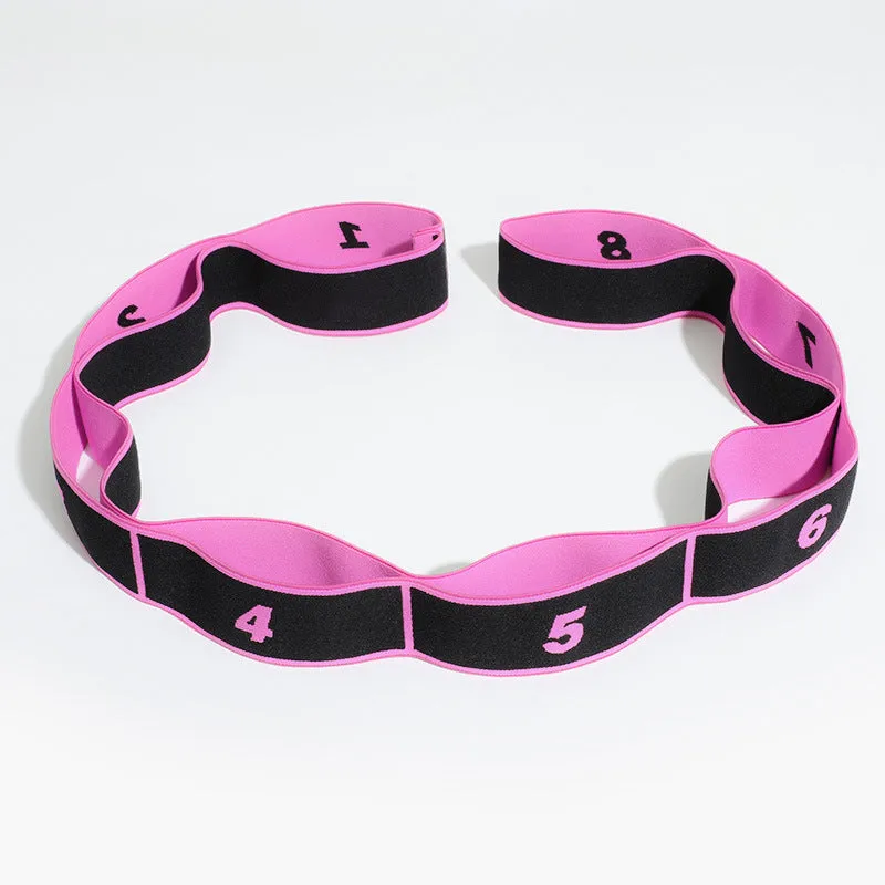 Latin dance stretch band nine-segment yoga elastic band 85cm nylon latex pink and black eight-grid pattern