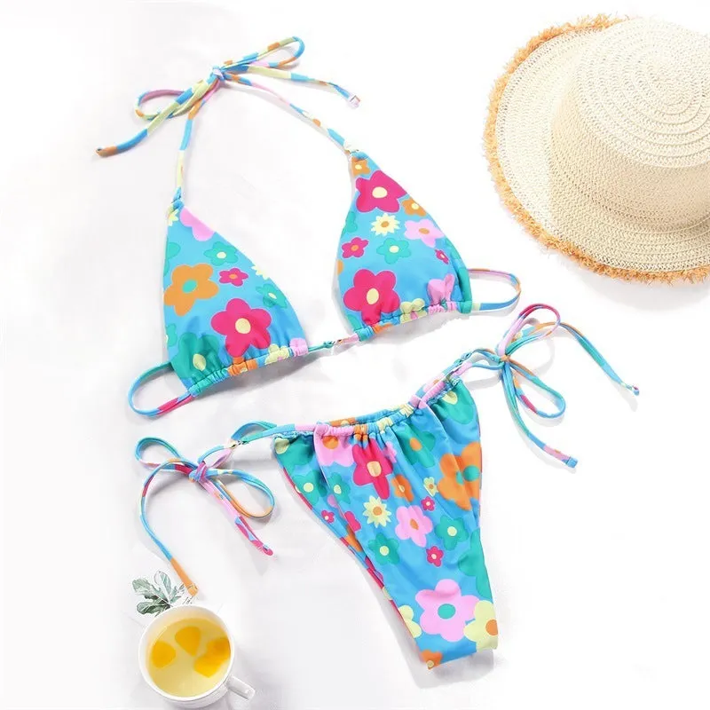Women's polka dot split swimsuit bikini set with polyester lining in multiple colour options