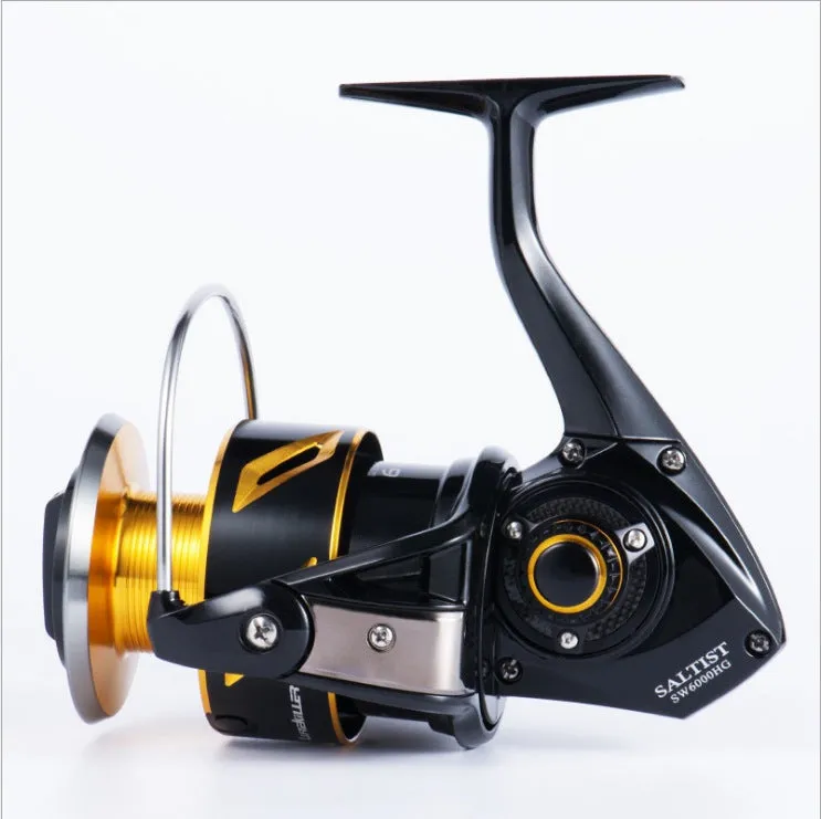 New high-speed all-metal sea fishing spinning reel with silver black colourway and wire cup option