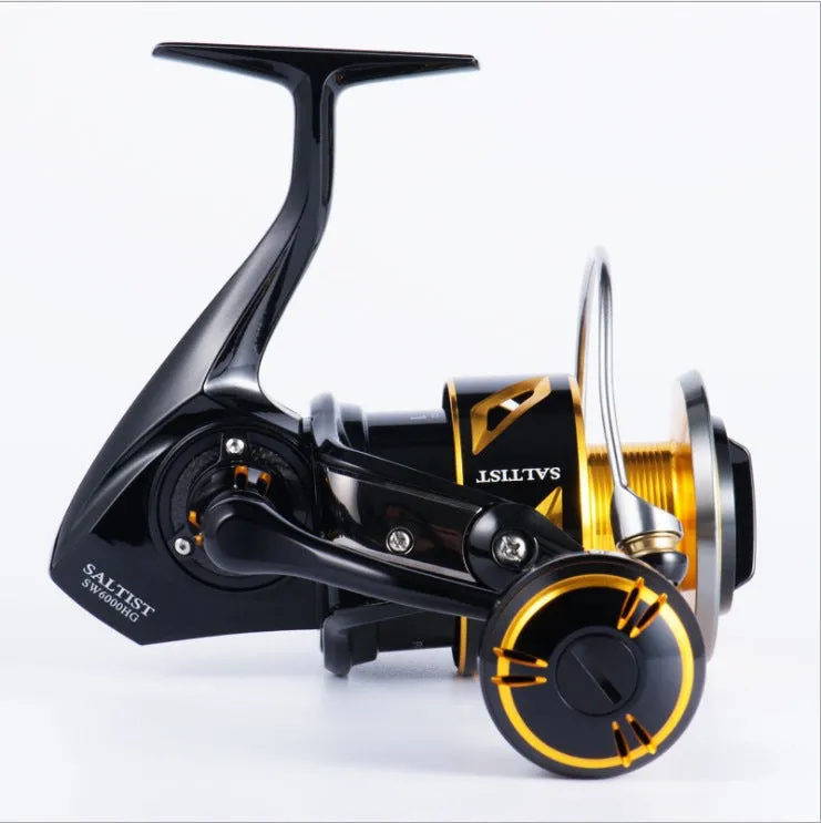 New high-speed all-metal sea fishing spinning reel with silver black colourway and wire cup option