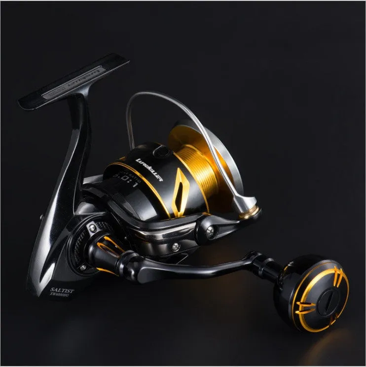 New high-speed all-metal sea fishing spinning reel with silver black colourway and wire cup option