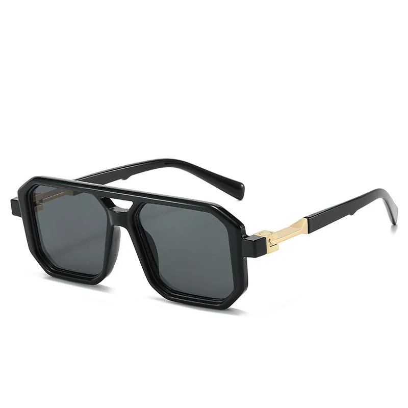 Retro double beam pilot catwalk sunglasses showing multiple colour and lens combinations