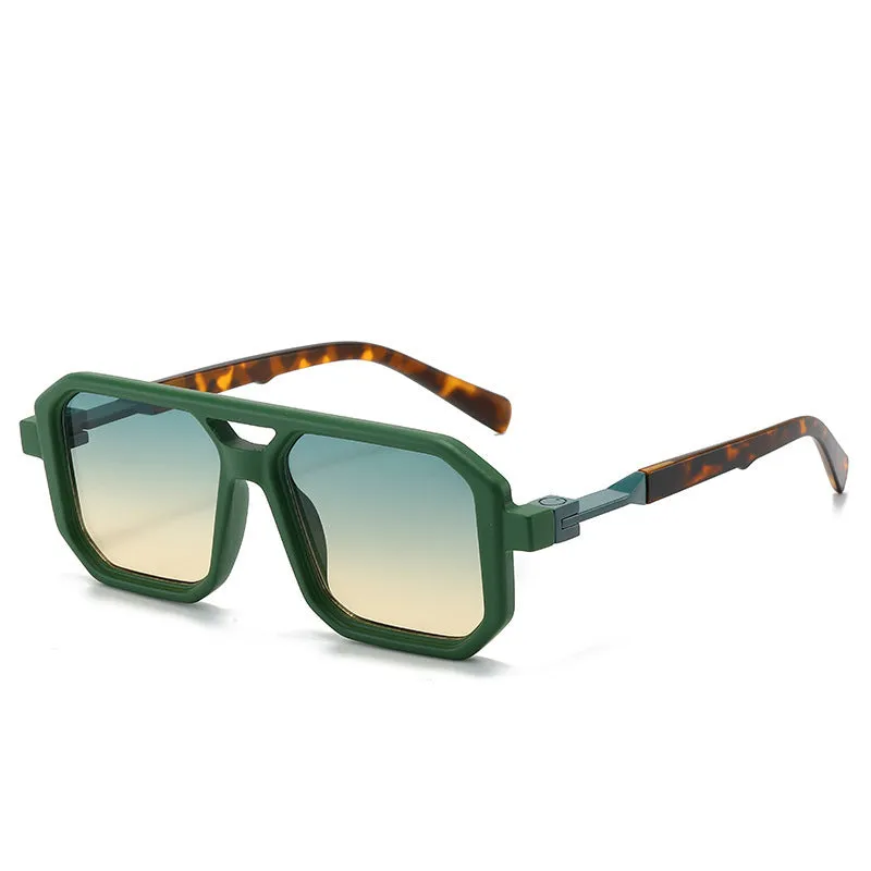Retro double beam pilot catwalk sunglasses showing multiple colour and lens combinations