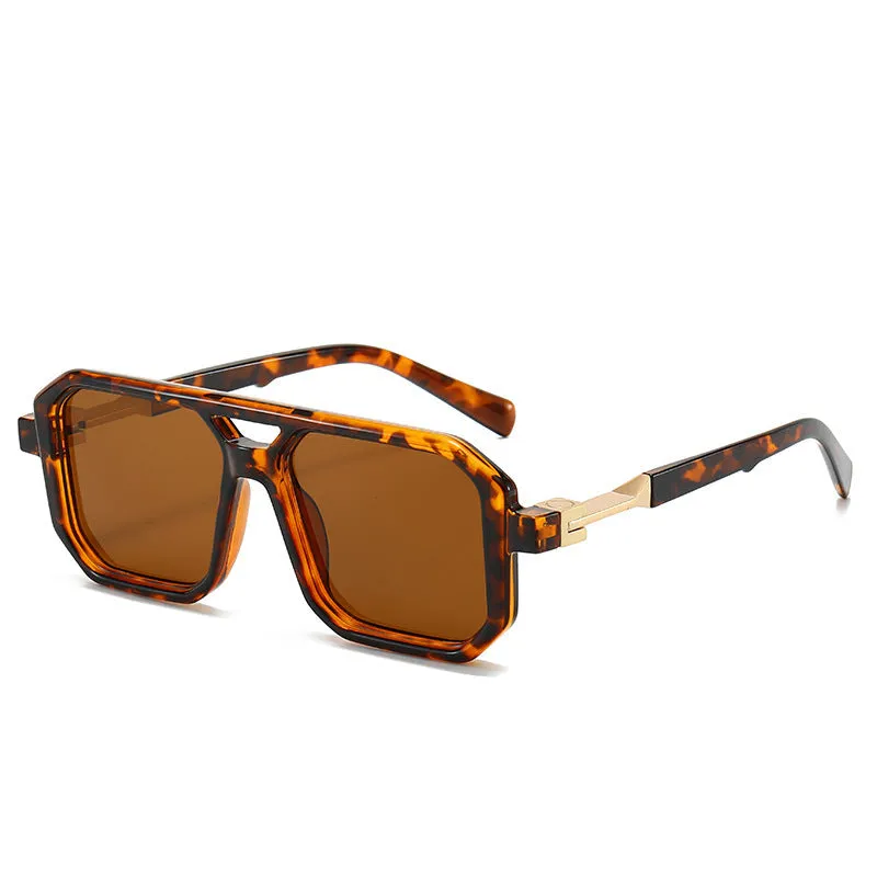 Retro double beam pilot catwalk sunglasses showing multiple colour and lens combinations