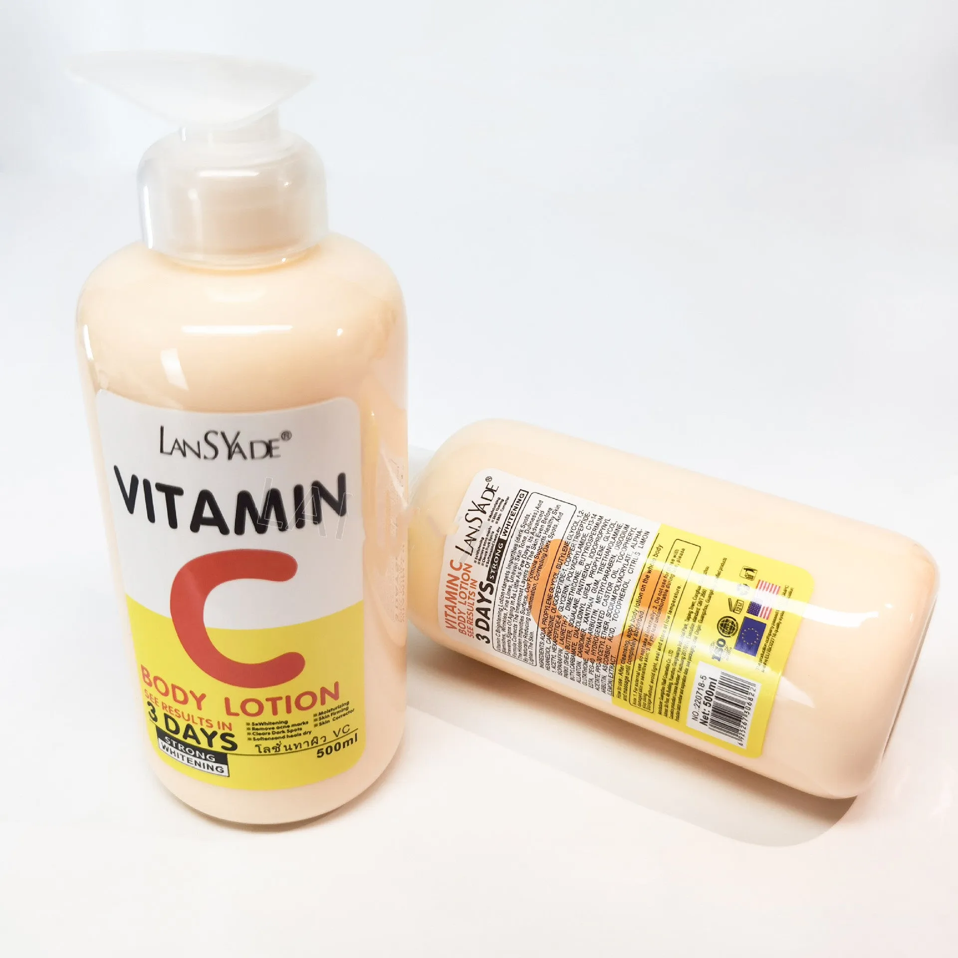 Tartaric Acid VC Lotion VE brightening body cream in 500ml bottle with 18x6.7cm dimensions