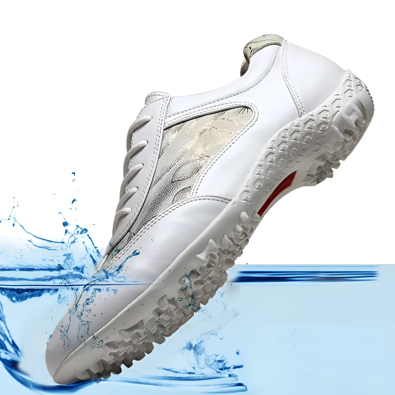 Women's light soft casual cowhide leather waterproof breathable non-slip sneakers in apricot colour with rubber sole