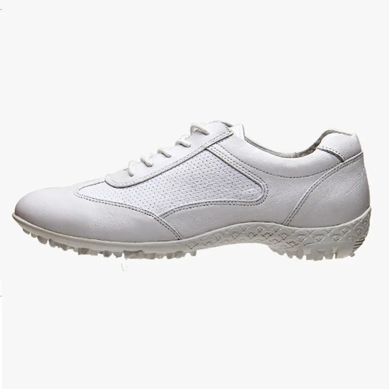 Women's light soft casual cowhide leather waterproof breathable non-slip sneakers in apricot colour with rubber sole