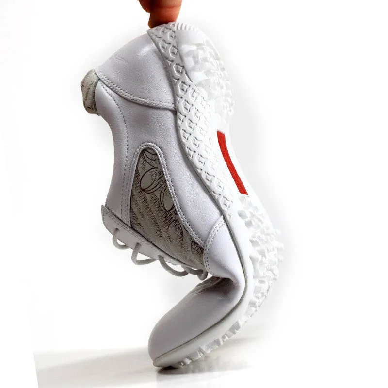 Women's light soft casual cowhide leather waterproof breathable non-slip sneakers in apricot colour with rubber sole