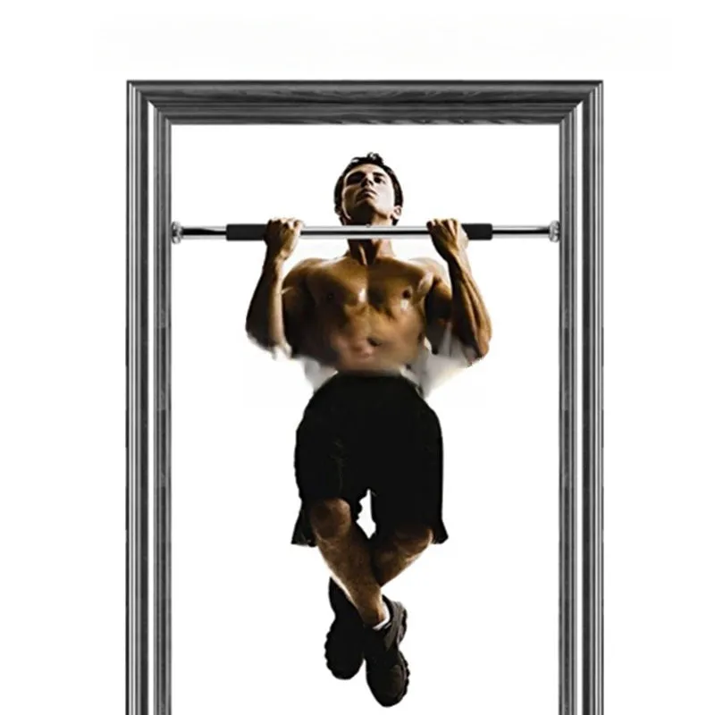 Steel adjustable length pull-up bar for door frame or wall mounting