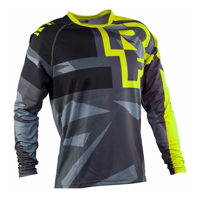 Long sleeve mountain bike jersey in fluorescent green made from polyester fibre with Asian sizing