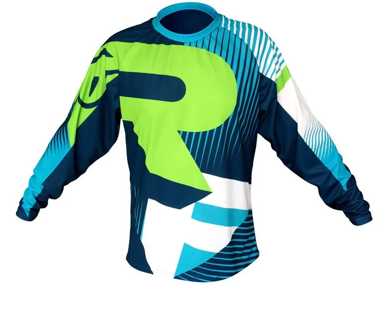 Long sleeve mountain bike jersey in fluorescent green made from polyester fibre with Asian sizing