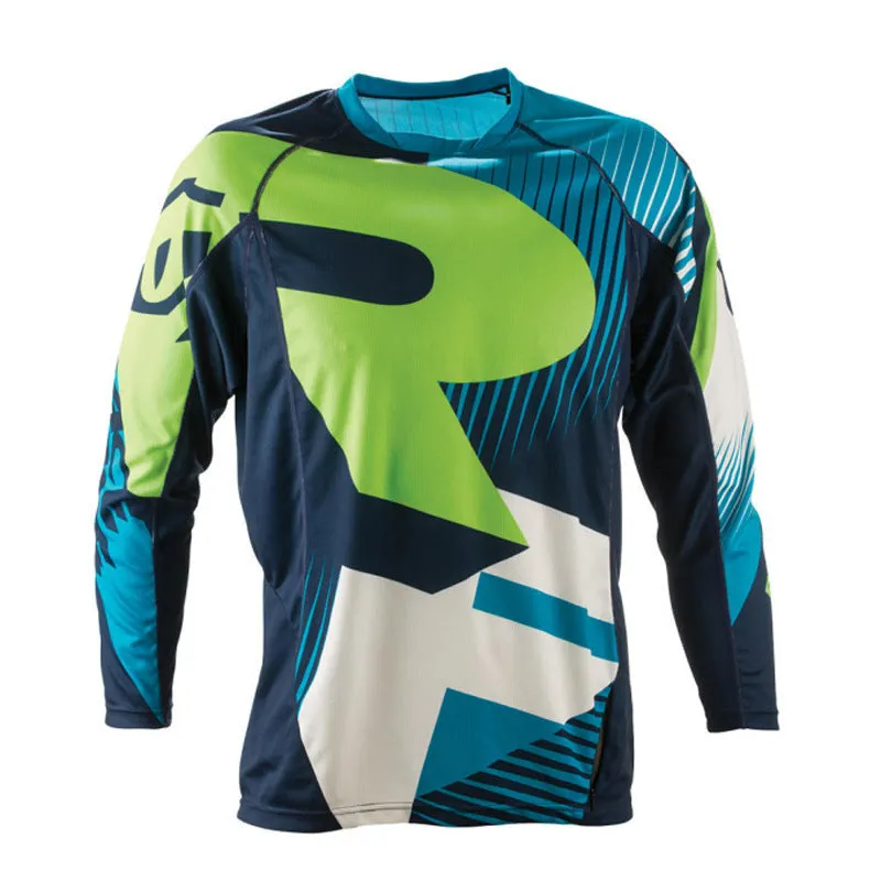 Long sleeve mountain bike jersey in fluorescent green made from polyester fibre with Asian sizing