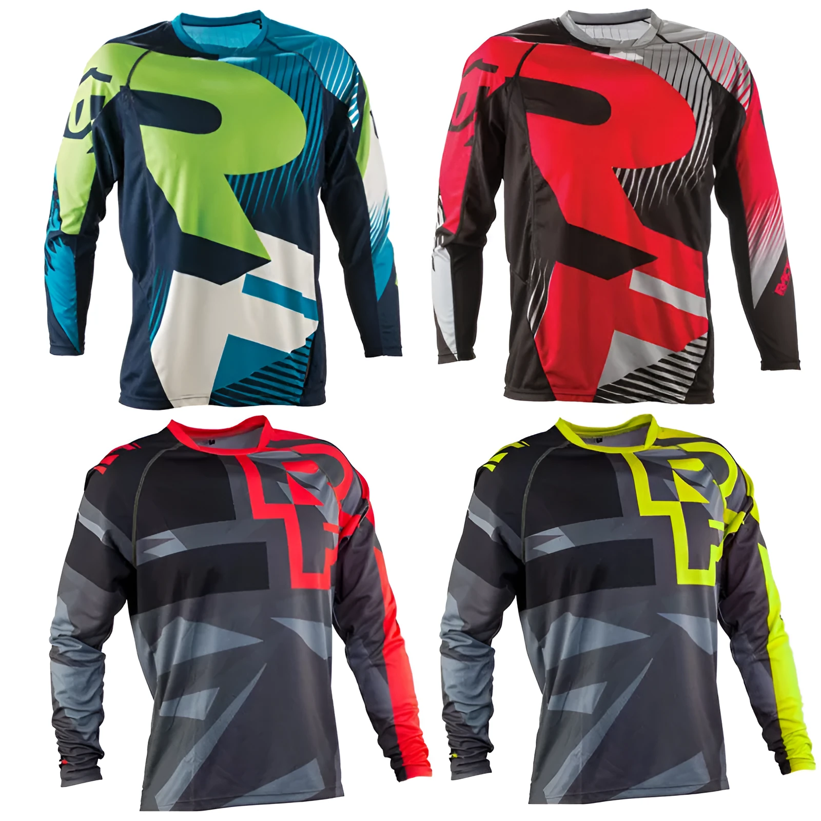 Long sleeve mountain bike jersey in fluorescent green made from polyester fibre with Asian sizing