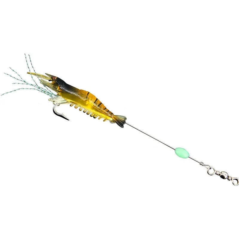 Pack of six assorted soft plastic fishing lures with pre-attached metal hooks.