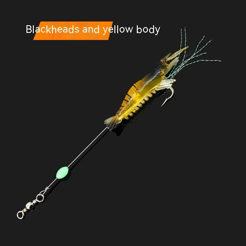 Pack of six assorted soft plastic fishing lures with pre-attached metal hooks.