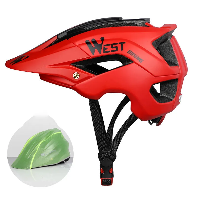 Unisex mountain bike helmet with 13 wind holes and brim, black, side view