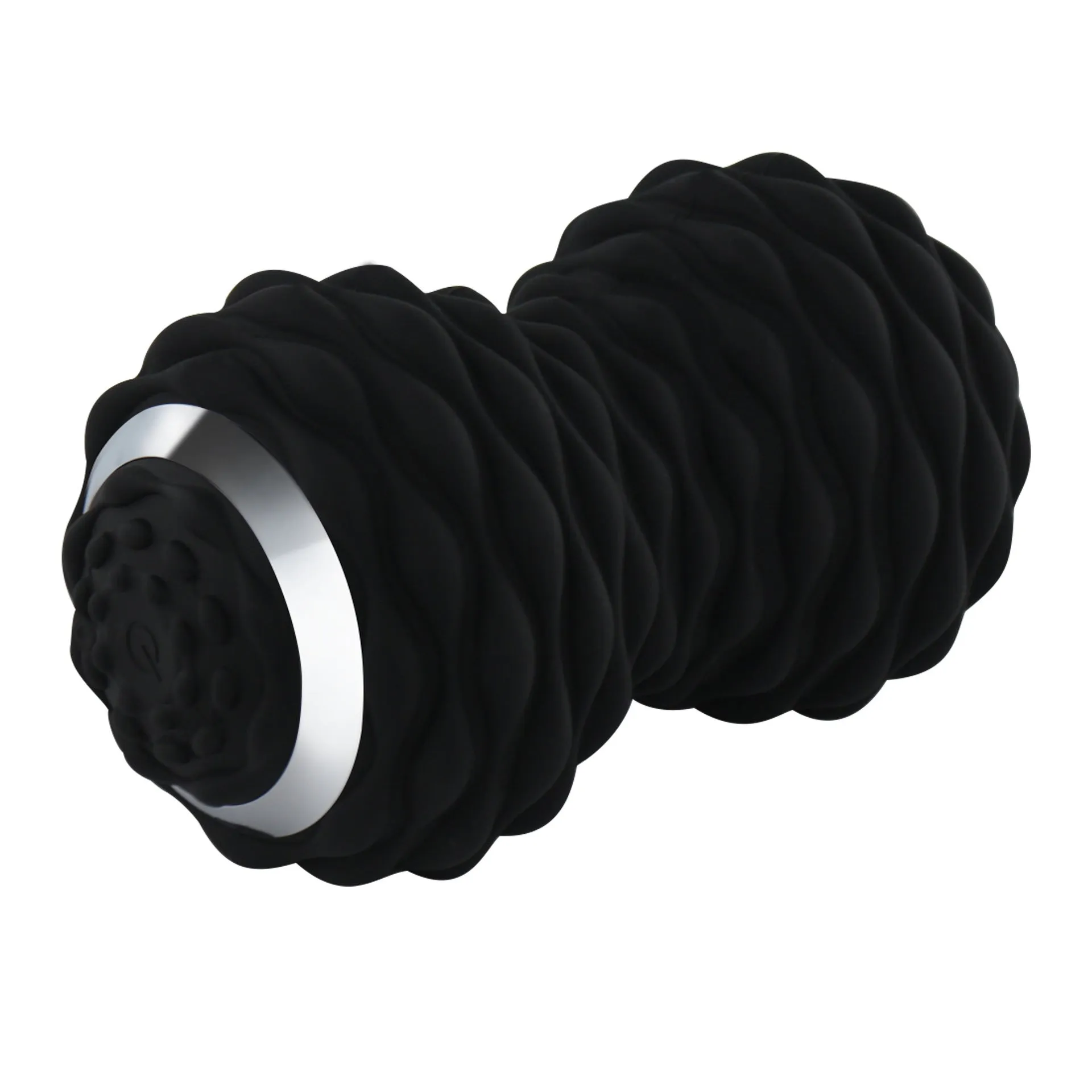 Electric peanut fascia ball massager in black, 0.8kg, 10cm diameter, on a gym mat