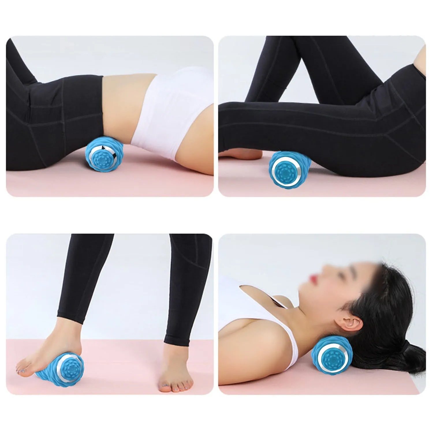 Electric peanut fascia ball massager in black, 0.8kg, 10cm diameter, on a gym mat
