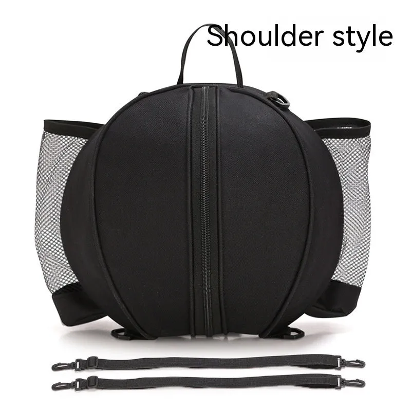 Oxford cloth basketball bag with 9L capacity in black or camouflage featuring one-shoulder and two-shoulder straps