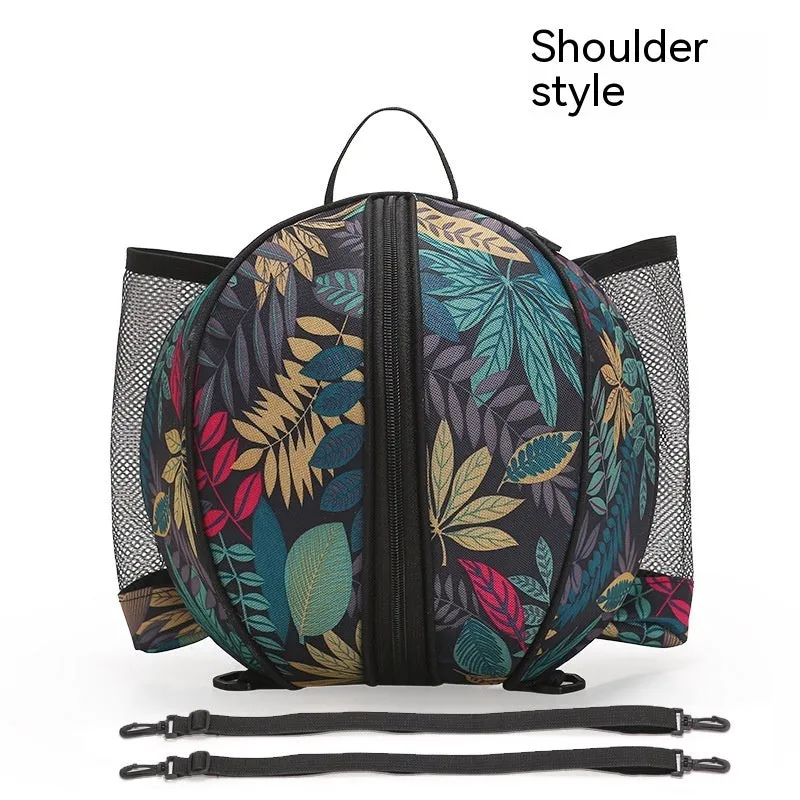 Oxford cloth basketball bag with 9L capacity in black or camouflage featuring one-shoulder and two-shoulder straps