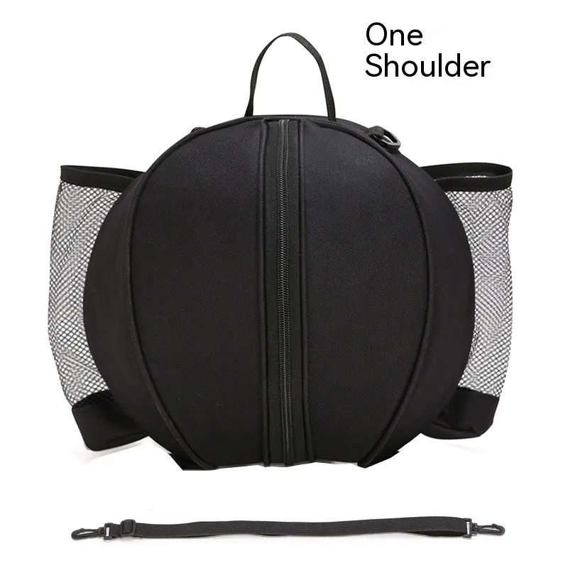 Oxford cloth basketball bag with 9L capacity in black or camouflage featuring one-shoulder and two-shoulder straps